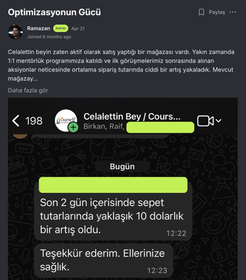 Circle topluluğunda reklam optimizasyonu üzerine yapılan soru-cevap gönderisi