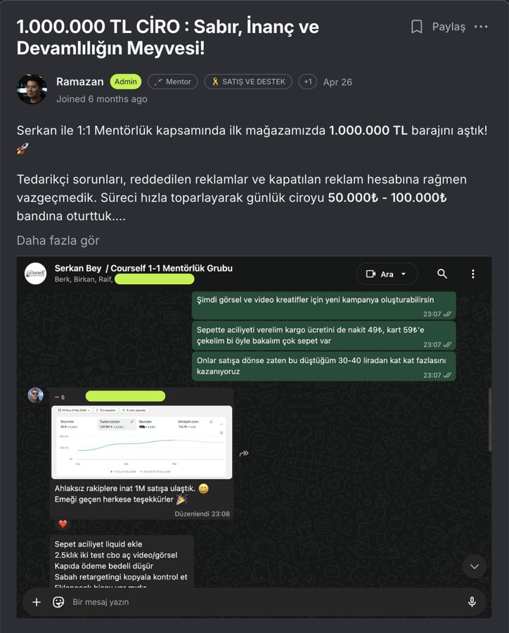 Öğrenci paylaşımı ekran görüntüsü — topluluk gönderisi
